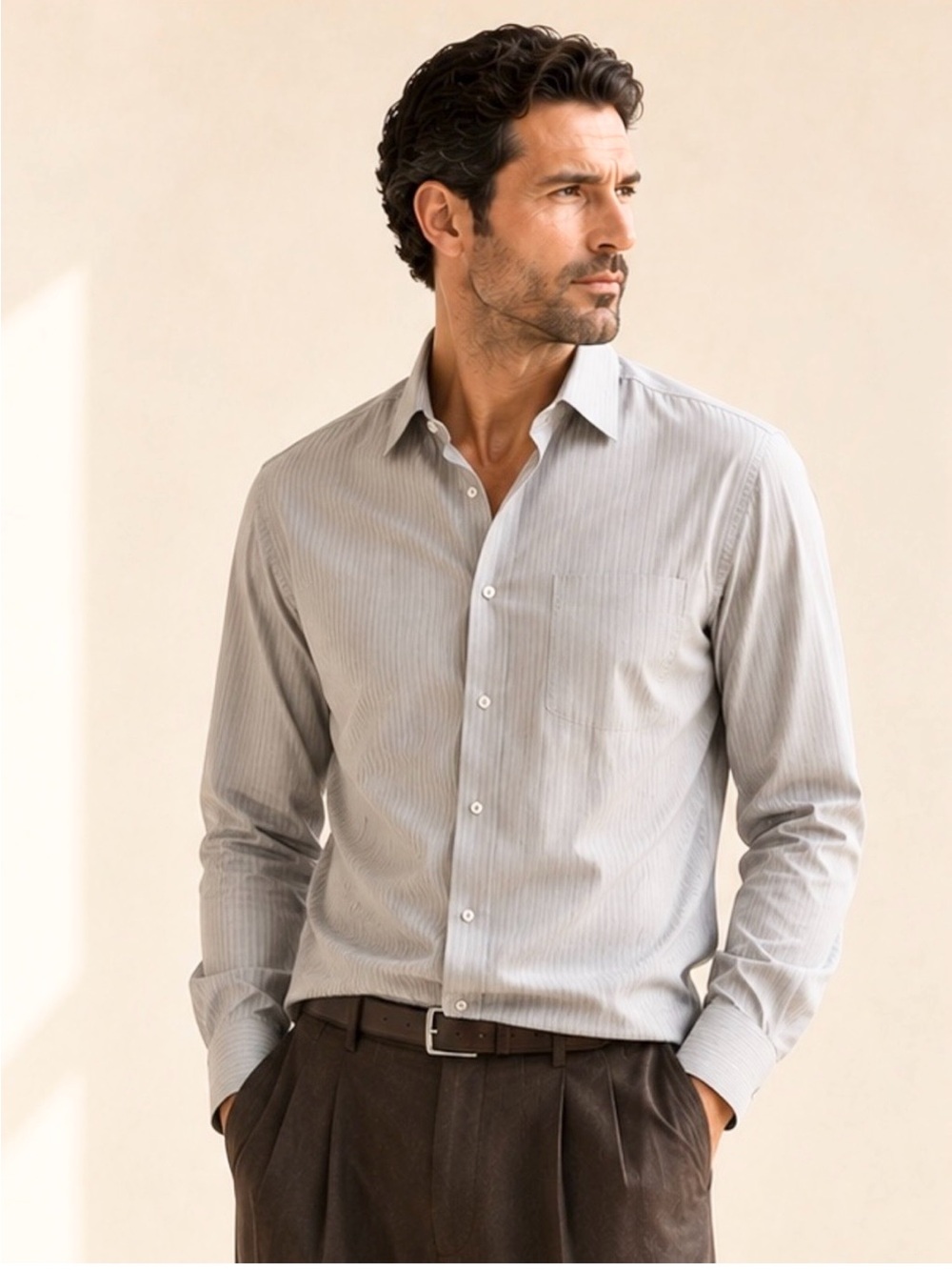 Hugo Boss Tailored Pinstripe Dress Shirt Quiet Luxury Cotton Sz L 15.5